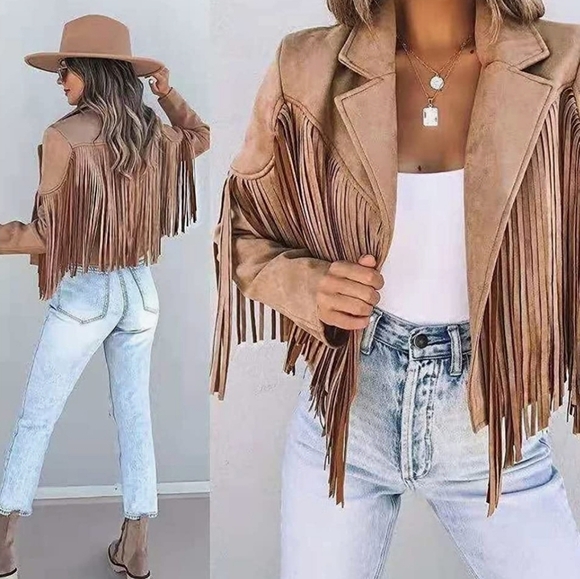 Scarlett Jackets & Blazers - Fringe faux leather jacket